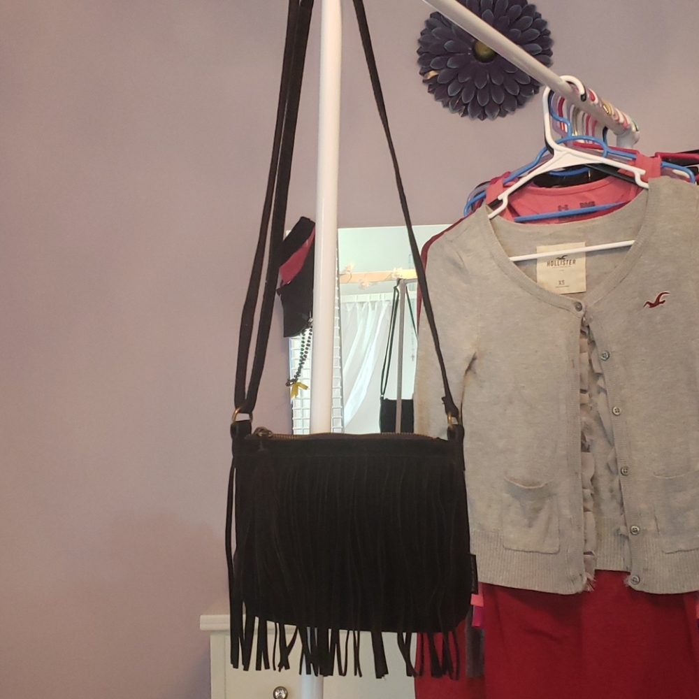 Small Black Fringe Purse